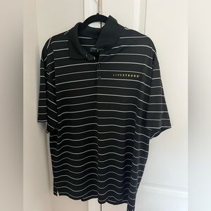 Men’s Nike Livestrong Polo Stripes Black White Size XL Dri Fit Performance Polo